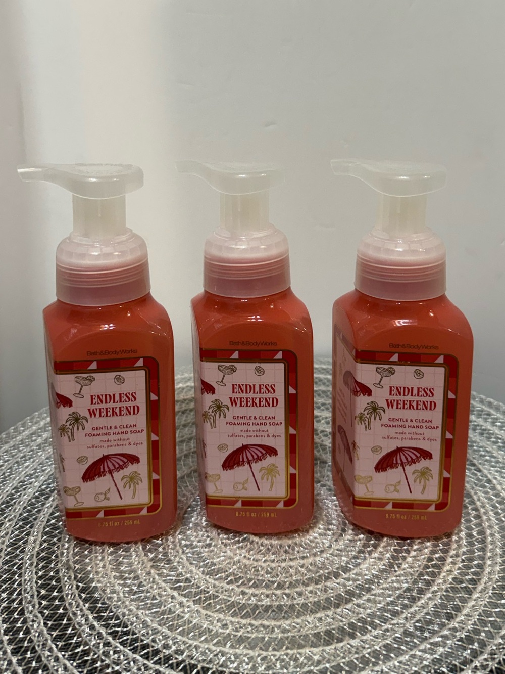 BBW Endless Weekend Foaming Hand Soap Set of 3 NWT